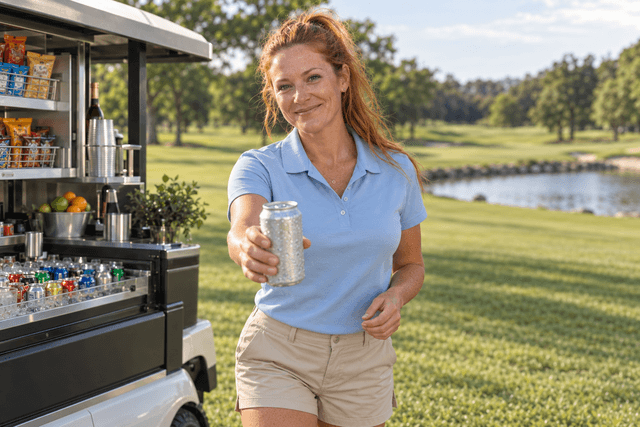 Beverage-cart attendant on the course