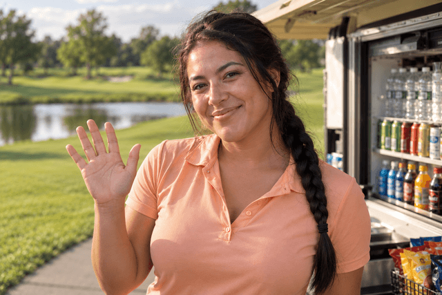 Beverage-cart attendant on the course